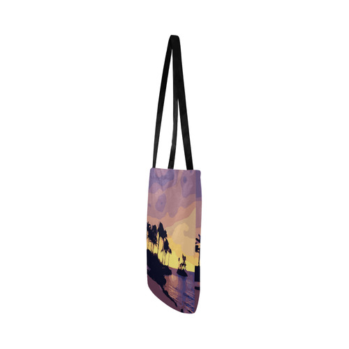 Tropical Beach Palm Trees Sunset Reusable Shopping Bag Model 1660 (Two sides)