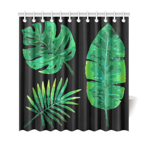 Tropical Green Leaves Banana Monstera Palm Shower Curtain 69"x72"