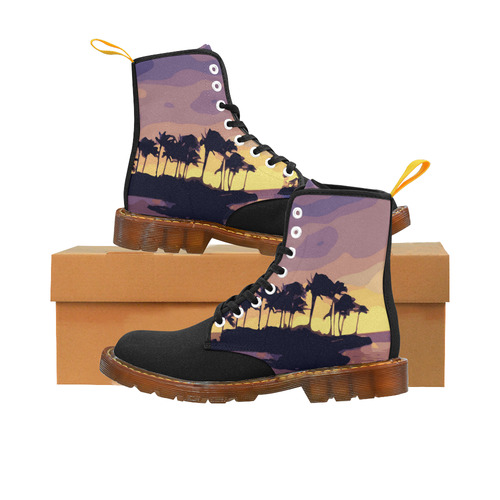 Tropical Beach Palm Trees Sunset Martin Boots For Women Model 1203H