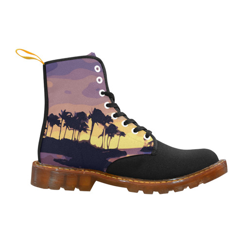 Tropical Beach Palm Trees Sunset Martin Boots For Women Model 1203H