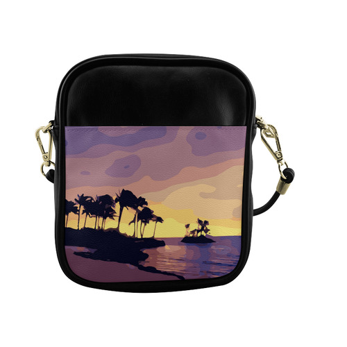 Tropical Beach Palm Trees Sunset Sling Bag (Model 1627)