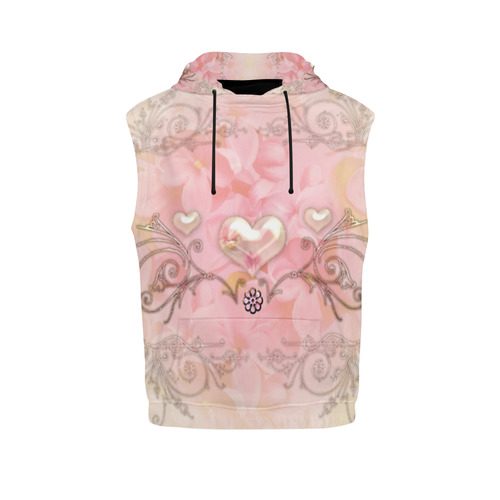 Hearts, soft colors All Over Print Sleeveless Hoodie for Men (Model H15)