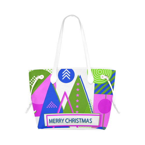 Christmas Memphis Style Pink Blue Green Clover Canvas Tote Bag (Model 1661)