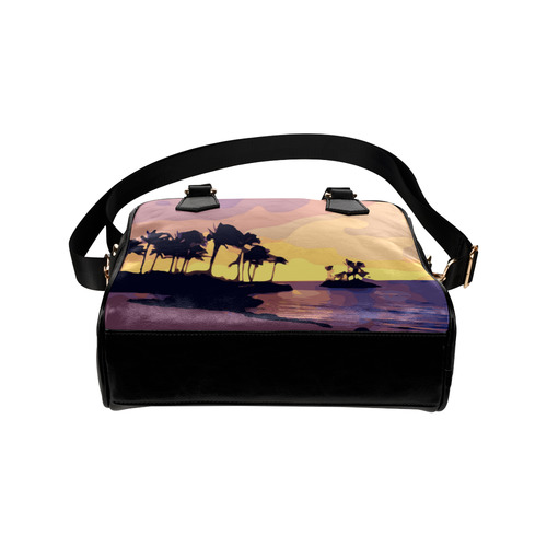 Tropical Beach Palm Trees Sunset Shoulder Handbag (Model 1634)