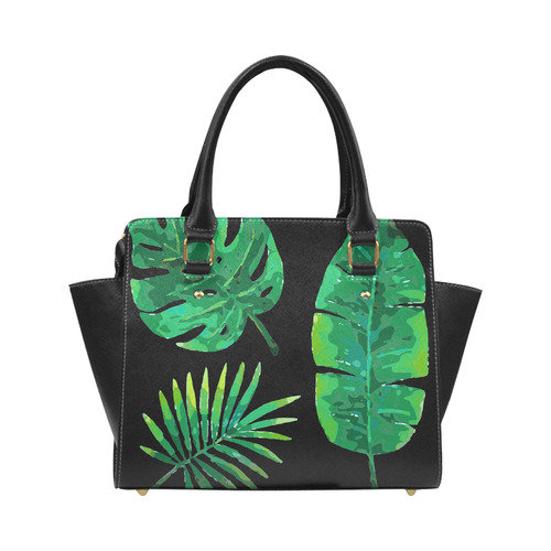 Tropical Green Leaves Banana Monstera Palm Classic Shoulder Handbag (Model 1653)