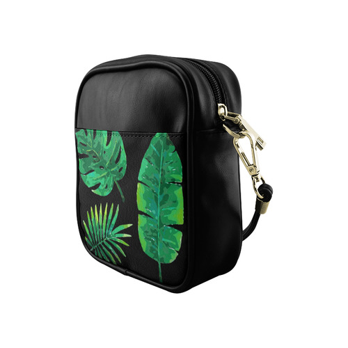 Tropical Green Leaves Banana Monstera Palm Sling Bag (Model 1627)