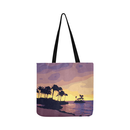 Tropical Beach Palm Trees Sunset Reusable Shopping Bag Model 1660 (Two sides)