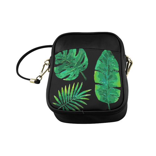 Tropical Green Leaves Banana Monstera Palm Sling Bag (Model 1627)