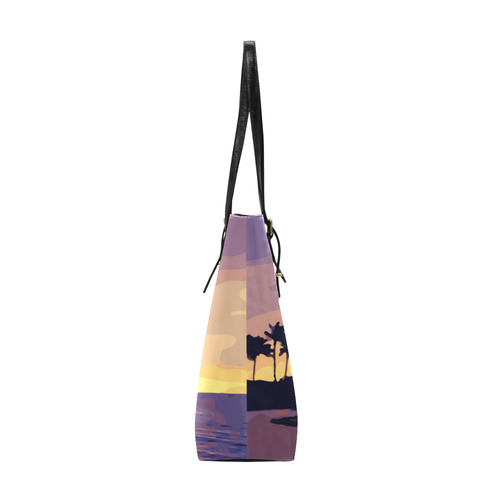 Tropical Beach Palm Trees Sunset Euramerican Tote Bag/Small (Model 1655)