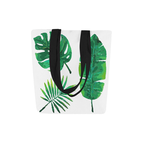 Tropical Green Leaves Banana Monstera Palm Canvas Tote Bag (Model 1657)