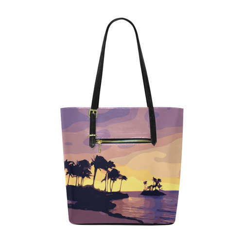 Tropical Beach Palm Trees Sunset Euramerican Tote Bag/Small (Model 1655)