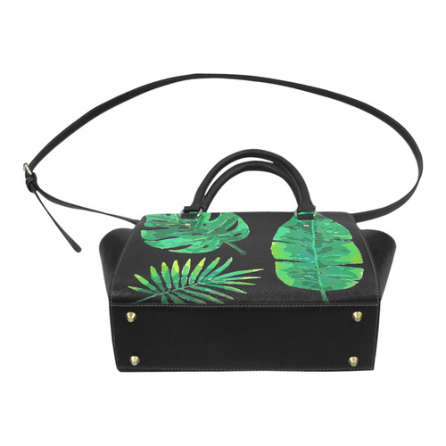 Tropical Green Leaves Banana Monstera Palm Classic Shoulder Handbag (Model 1653)