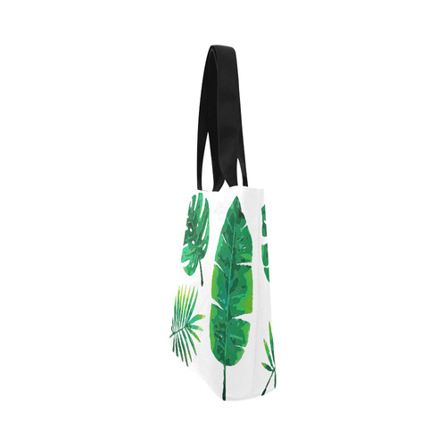 Tropical Green Leaves Banana Monstera Palm Canvas Tote Bag (Model 1657)