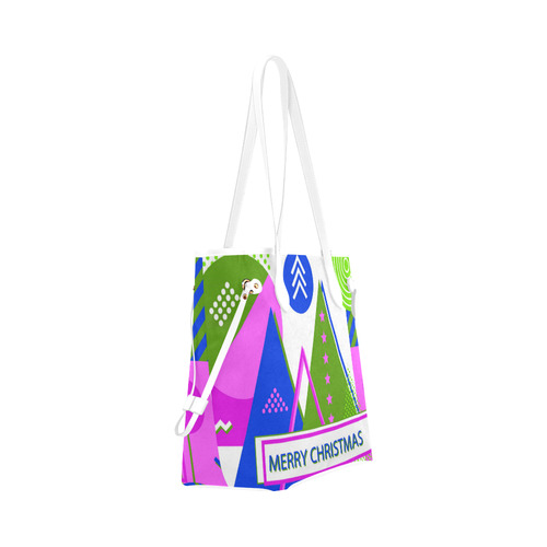 Christmas Memphis Style Pink Blue Green Clover Canvas Tote Bag (Model 1661)