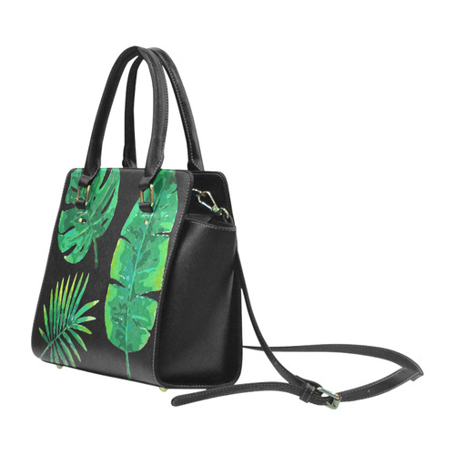 Tropical Green Leaves Banana Monstera Palm Classic Shoulder Handbag (Model 1653)