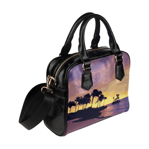 Tropical Beach Palm Trees Sunset Shoulder Handbag (Model 1634)