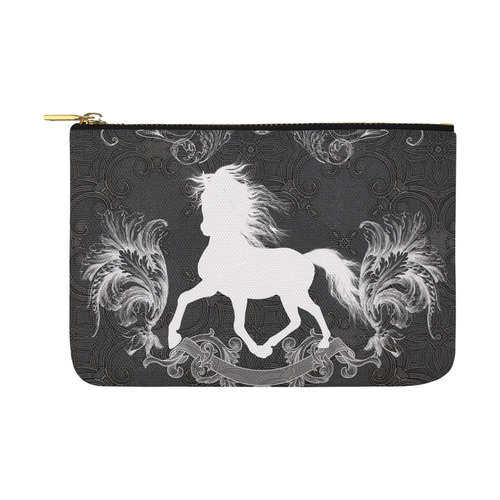Horse, black and white Carry-All Pouch 12.5''x8.5''