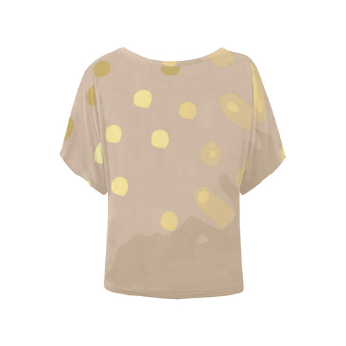 Gold Dots Abstract Women's Batwing-Sleeved Blouse T shirt (Model T44)