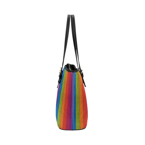 rainbow peace Leather Tote Bag/Small (Model 1651)