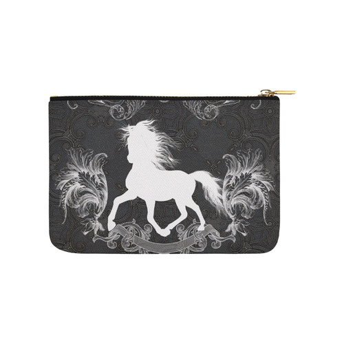 Horse, black and white Carry-All Pouch 9.5''x6''