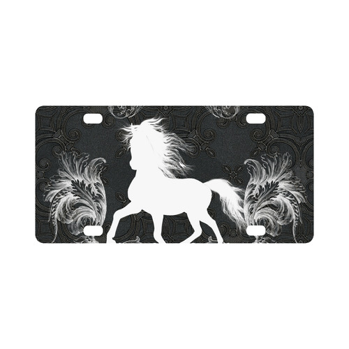 Horse, black and white Classic License Plate