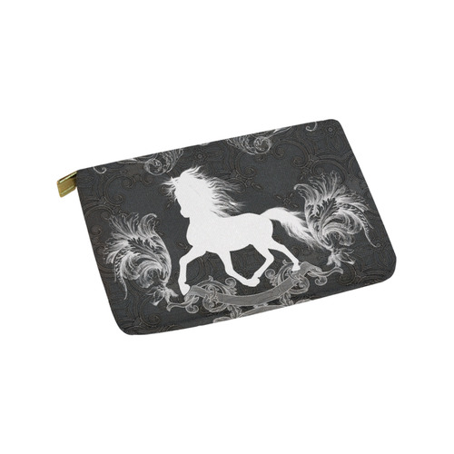 Horse, black and white Carry-All Pouch 9.5''x6''