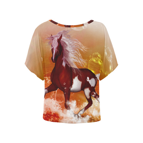 The wild horse Women's Batwing-Sleeved Blouse T shirt (Model T44)