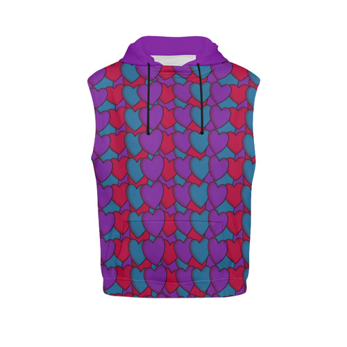 Love Hearts All Over Print Sleeveless Hoodie for Men (Model H15)