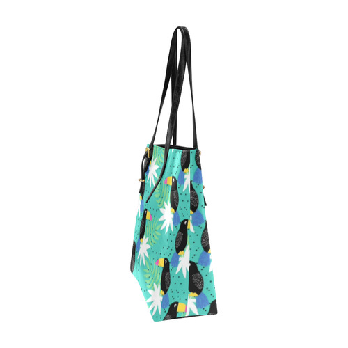 Glitter Toucans Tropical Leaves Euramerican Tote Bag/Small (Model 1655)