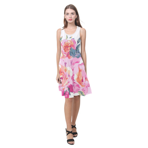 Pink Roses Butterfly Floral Atalanta Casual Sundress(Model D04)