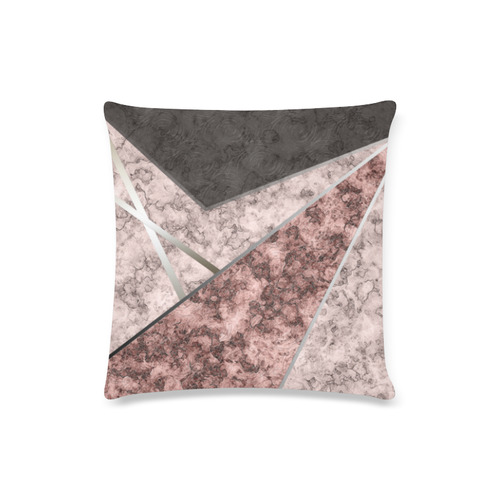 Pink and gray marble . Custom Zippered Pillow Case 16"x16"(Twin Sides)