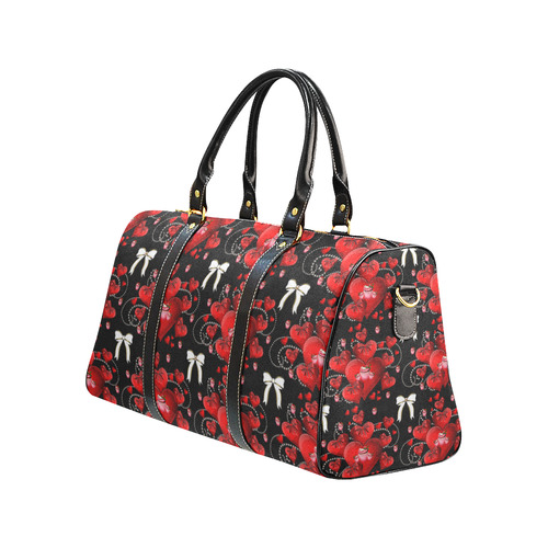 Rockabilly hearts and bows New Waterproof Travel Bag/Small (Model 1639)