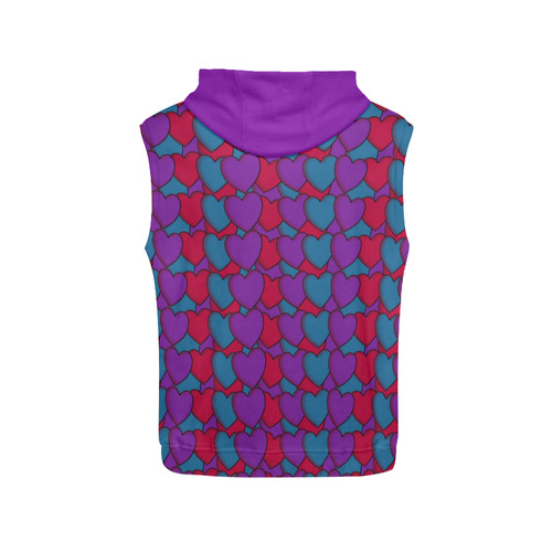 Love Hearts All Over Print Sleeveless Hoodie for Men (Model H15)