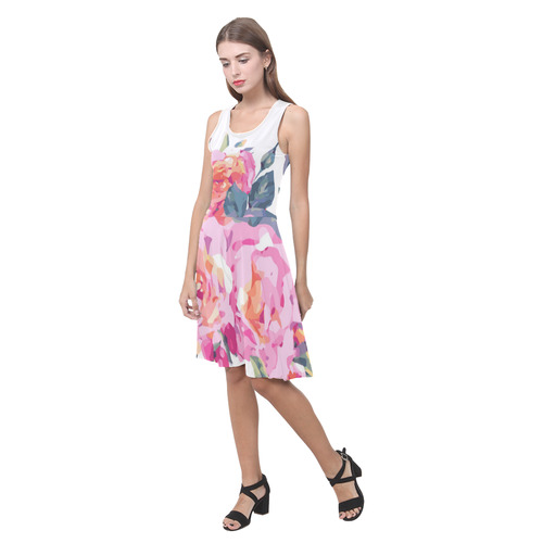 Pink Roses Butterfly Floral Atalanta Casual Sundress(Model D04)