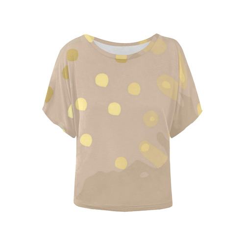 Gold Dots Abstract Women's Batwing-Sleeved Blouse T shirt (Model T44)