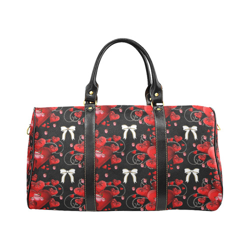 Rockabilly hearts and bows New Waterproof Travel Bag/Small (Model 1639)