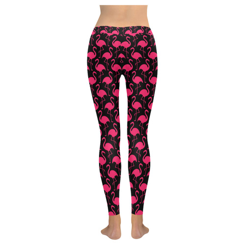 Pink Flamingos Pattern Women's Low Rise Leggings (Invisible Stitch) (Model L05)