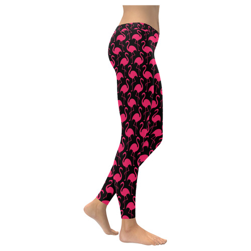 Pink Flamingos Pattern Women's Low Rise Leggings (Invisible Stitch) (Model L05)