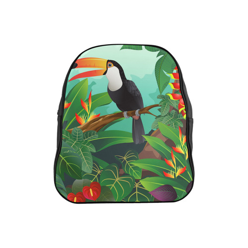 Toucan Tropical Jungle Floral Landscape School Backpack (Model 1601)(Small)