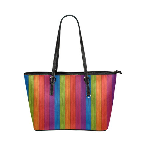 rainbow peace Leather Tote Bag/Small (Model 1651)