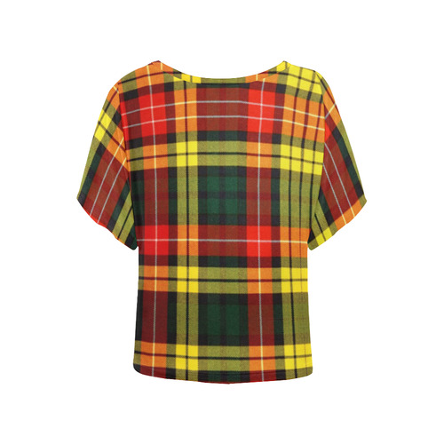 Buchanan Tartan Women's Batwing-Sleeved Blouse T shirt (Model T44)