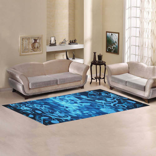 Blue Glow Music Notes Area Rug 9'6''x3'3''