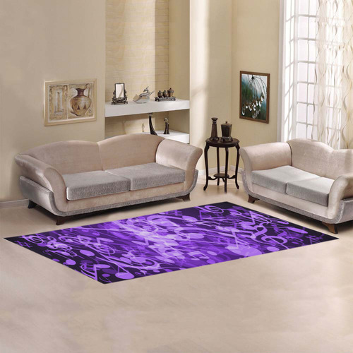 Purple Glow Music Notes Area Rug 9'6''x3'3''