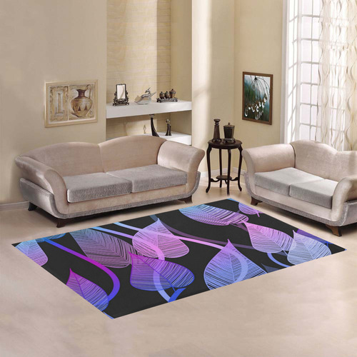 Colorful Tropical Leaves Area Rug7'x5'