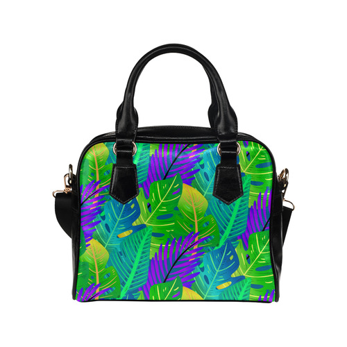 Indigo Green Orange Tropical Leaves Floral Shoulder Handbag (Model 1634)