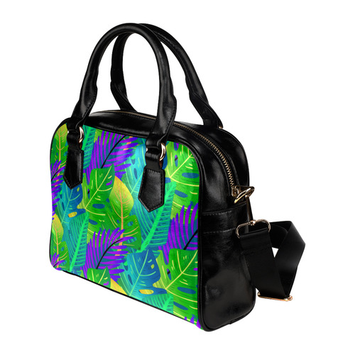 Indigo Green Orange Tropical Leaves Floral Shoulder Handbag (Model 1634)