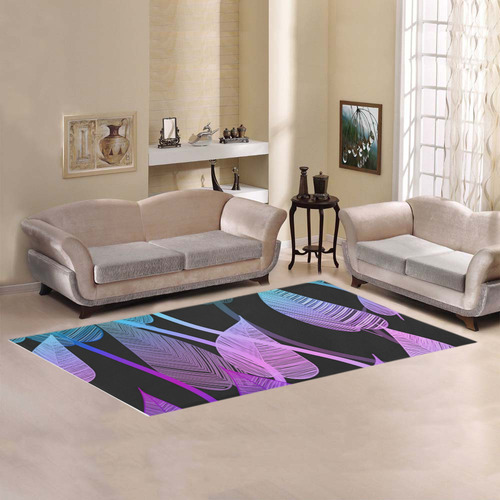 Colorful Tropical Leaves Area Rug 7'x3'3''