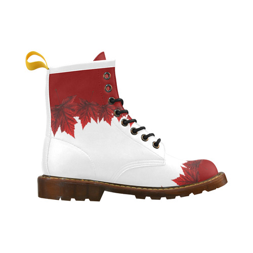 Canada Maple Leaf Boots Men's Red & White High Grade PU Leather Martin Boots For Men Model 402H