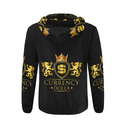 CURRENCY_DOLLA All Over Print Full Zip Hoodie for Men (Model H14)