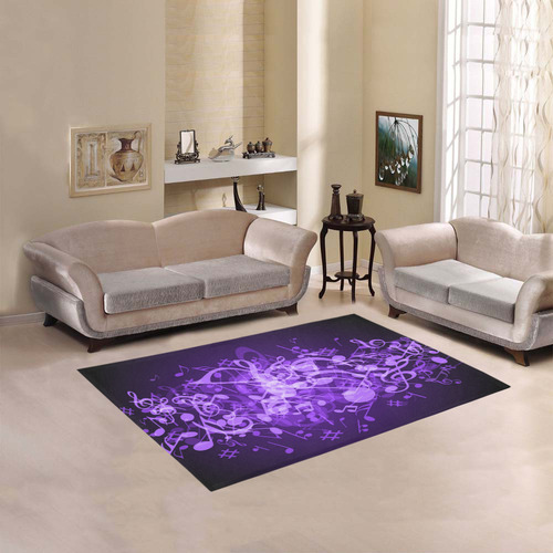 Purple Glow Music Notes Area Rug 5'3''x4'